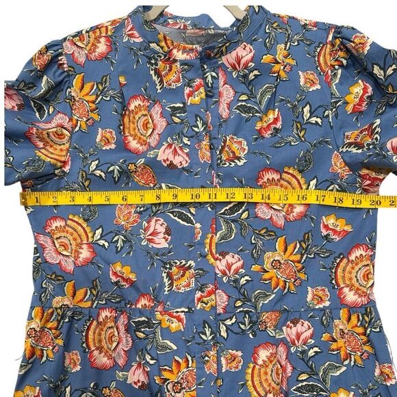 JOIE Women's Floral Puff Sleeve Button Front Mini Shirt Dress Multicolor Size 12 - Picture 5 of 6